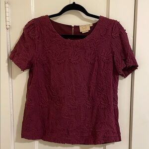 Anthropologie Plum Embroidered Top